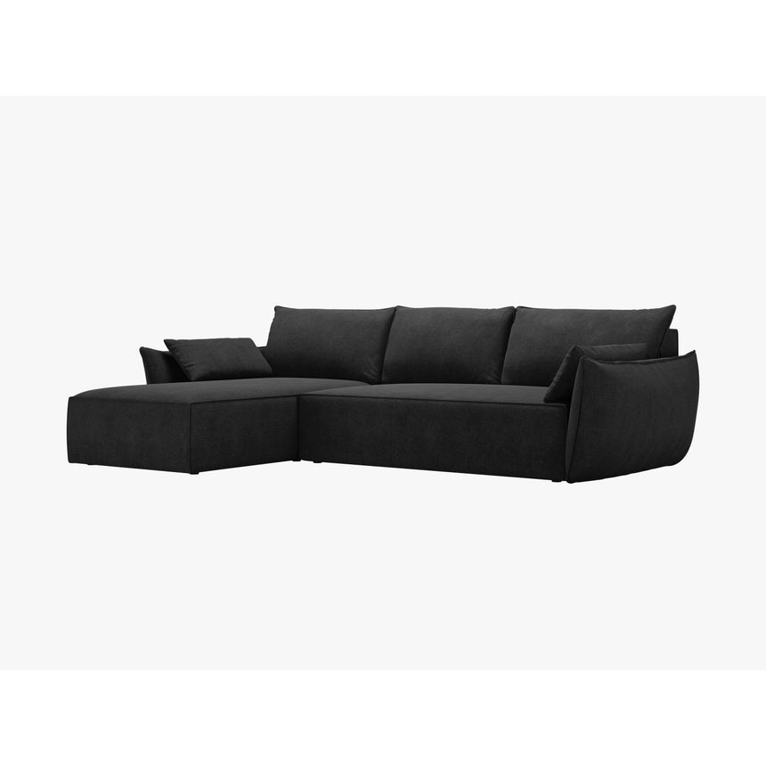 Kaelle 4-Sitzer Ecksofa mit Schlaffunktion und Bettkasten, Rechte Seite, aus Chenille in Schwarz (Over The Horizon 99), 252x165 cm von Micadoni – Bild 7