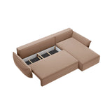 Kaelle 4-Sitzer Ecksofa mit Schlaffunktion und Bettkasten, Rechte Seite, aus Samt in Beige (Bluvel 28), 252x165 cm von Micadoni – Bild 5