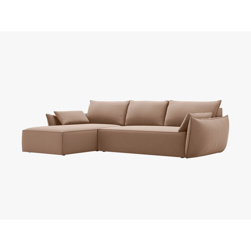 Kaelle 4-Sitzer Ecksofa mit Schlaffunktion und Bettkasten, Rechte Seite, aus Samt in Beige (Bluvel 28), 252x165 cm von Micadoni – Bild 7