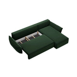 Kaelle 4-Sitzer Ecksofa mit Schlaffunktion und Bettkasten, Rechte Seite, aus Samt in Flaschengrün (Bluvel 78), 252x165 cm von Micadoni – Bild 5