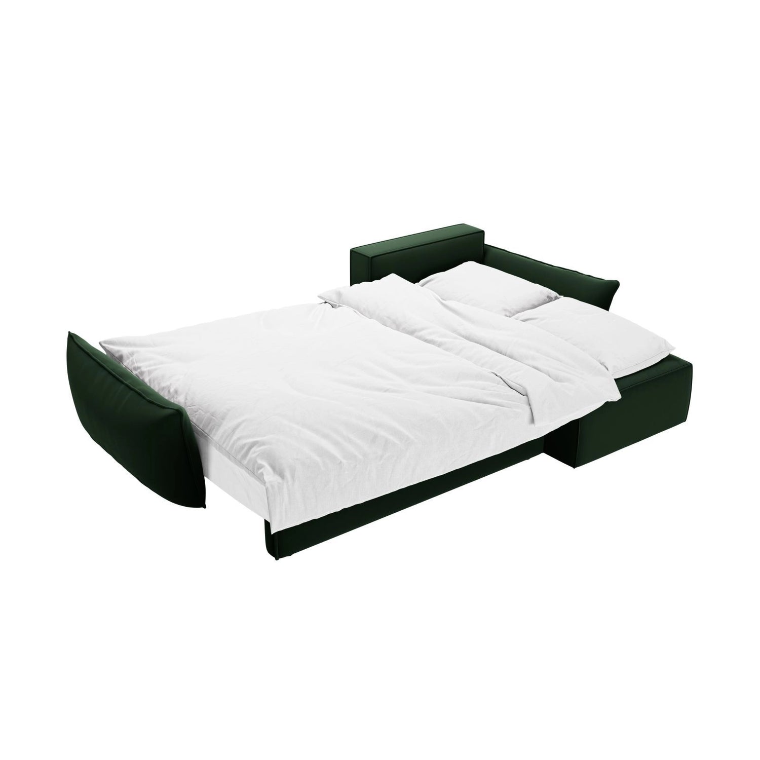Kaelle 4-Sitzer Ecksofa mit Schlaffunktion und Bettkasten, Rechte Seite, aus Samt in Flaschengrün (Bluvel 78), 252x165 cm von Micadoni – Bild 6