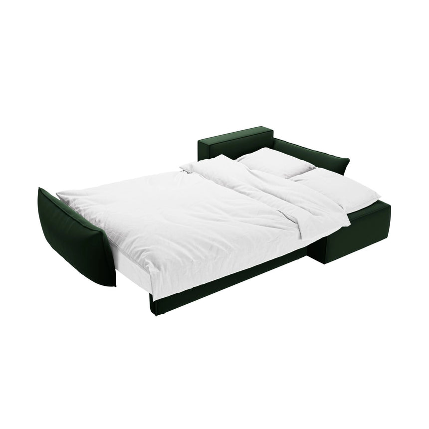 Kaelle 4-Sitzer Ecksofa mit Schlaffunktion und Bettkasten, Rechte Seite, aus Samt in Flaschengrün (Bluvel 78), 252x165 cm von Micadoni – Bild 6