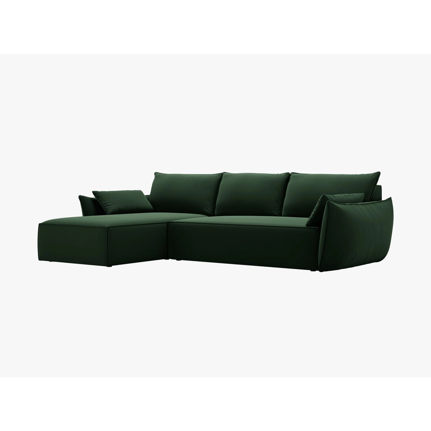 Kaelle 4-Sitzer Ecksofa mit Schlaffunktion und Bettkasten, Rechte Seite, aus Samt in Flaschengrün (Bluvel 78), 252x165 cm von Micadoni – Bild 7
