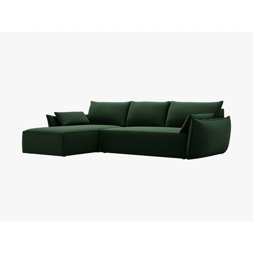 Kaelle 4-Sitzer Ecksofa mit Schlaffunktion und Bettkasten, Rechte Seite, aus Samt in Flaschengrün (Bluvel 78), 252x165 cm von Micadoni – Bild 7