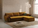 Kaelle 4-Sitzer Ecksofa mit Schlaffunktion und Bettkasten, Rechte Seite, aus Samt in Gelb (Bluvel 68), 252x165 cm von Micadoni – Bild 2