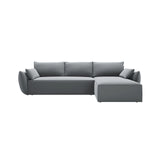 Kaelle 4-Sitzer Ecksofa mit Schlaffunktion und Bettkasten, Rechte Seite, aus Samt in Grau (Bluvel 10), 252x165 cm von Micadoni – Bild 1