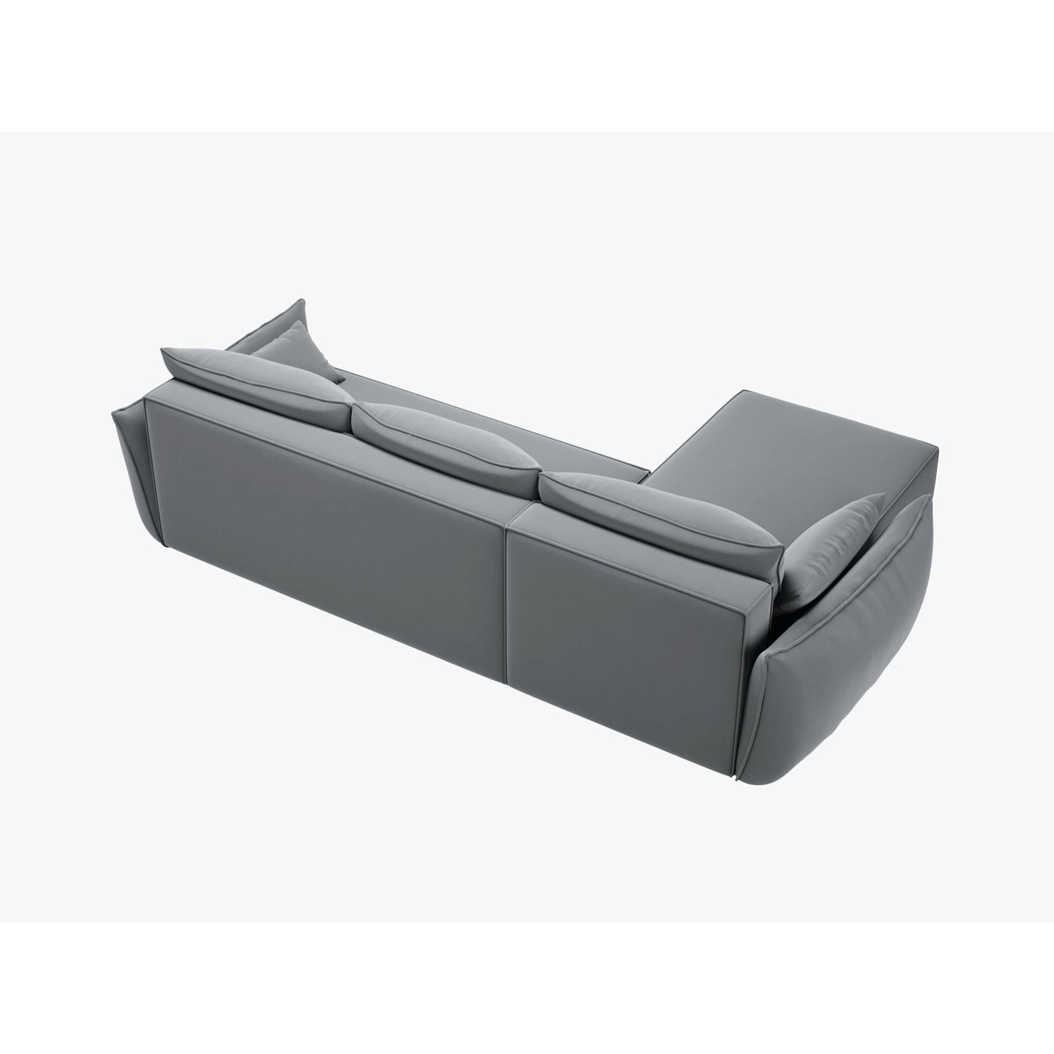 Kaelle 4-Sitzer Ecksofa mit Schlaffunktion und Bettkasten, Rechte Seite, aus Samt in Grau (Bluvel 10), 252x165 cm von Micadoni – Bild 4