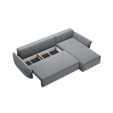 Kaelle 4-Sitzer Ecksofa mit Schlaffunktion und Bettkasten, Rechte Seite, aus Samt in Grau (Bluvel 10), 252x165 cm von Micadoni – Bild 5