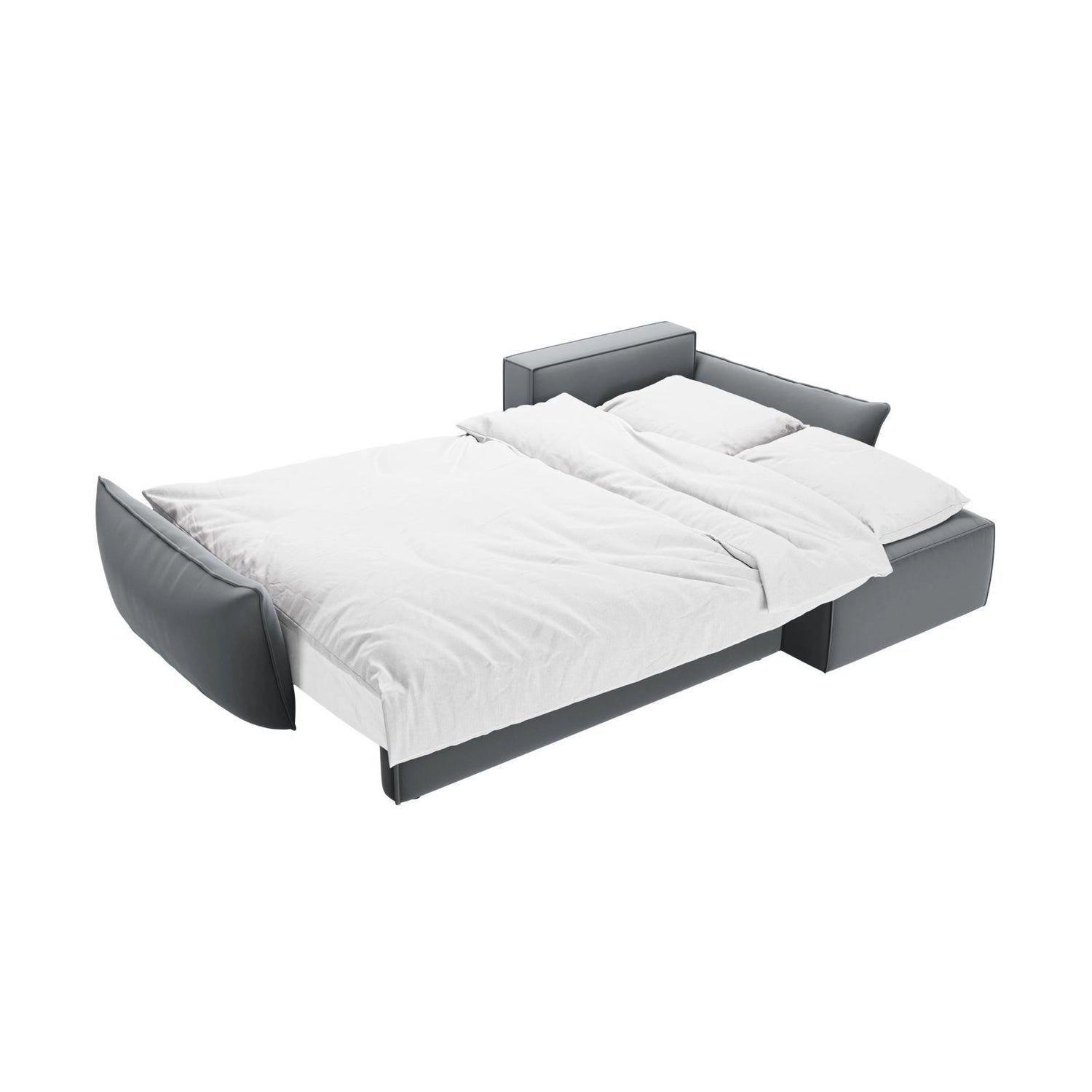 Kaelle 4-Sitzer Ecksofa mit Schlaffunktion und Bettkasten, Rechte Seite, aus Samt in Grau (Bluvel 10), 252x165 cm von Micadoni – Bild 6