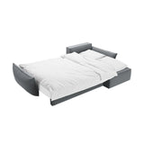 Kaelle 4-Sitzer Ecksofa mit Schlaffunktion und Bettkasten, Rechte Seite, aus Samt in Grau (Bluvel 10), 252x165 cm von Micadoni – Bild 6
