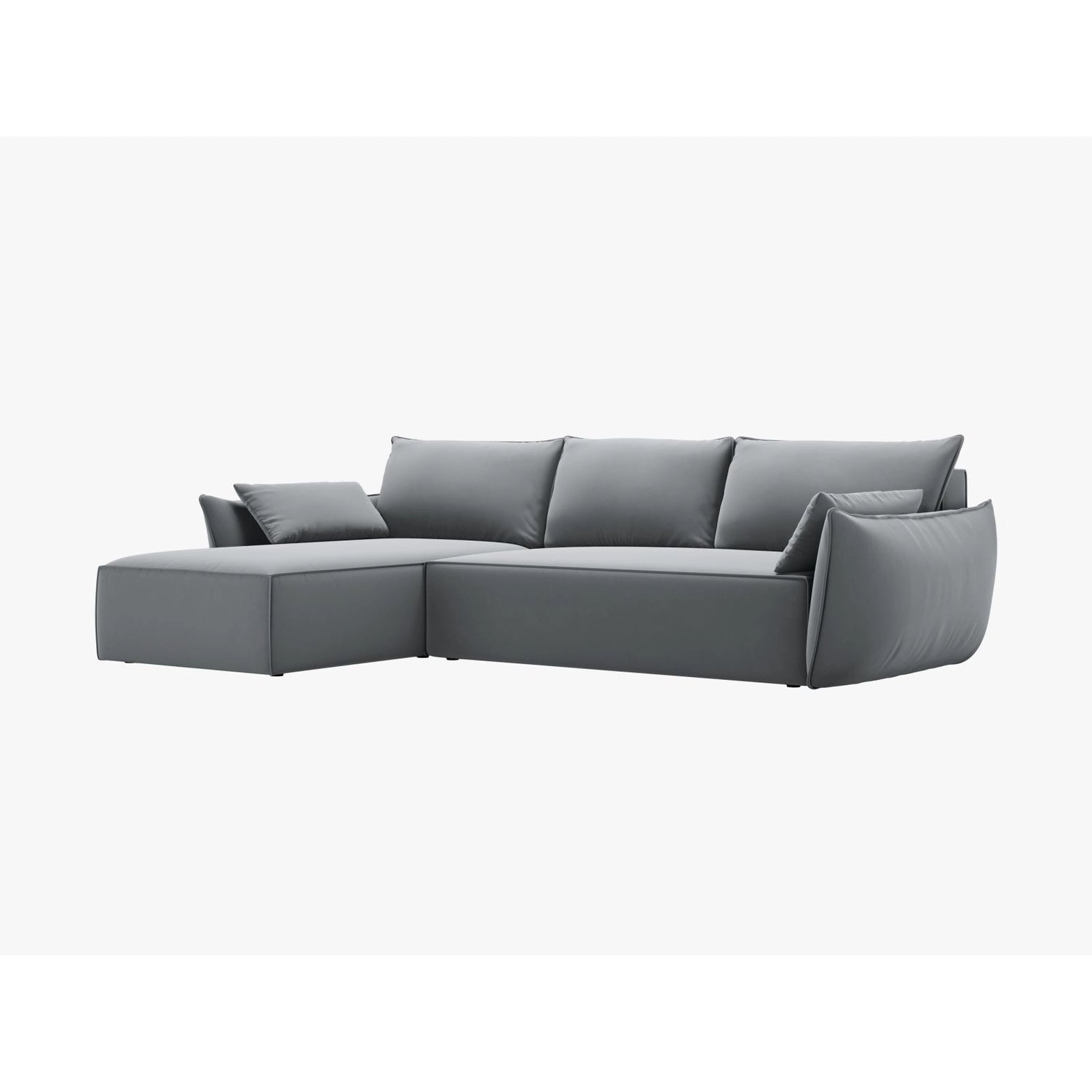 Kaelle 4-Sitzer Ecksofa mit Schlaffunktion und Bettkasten, Rechte Seite, aus Samt in Grau (Bluvel 10), 252x165 cm von Micadoni – Bild 7