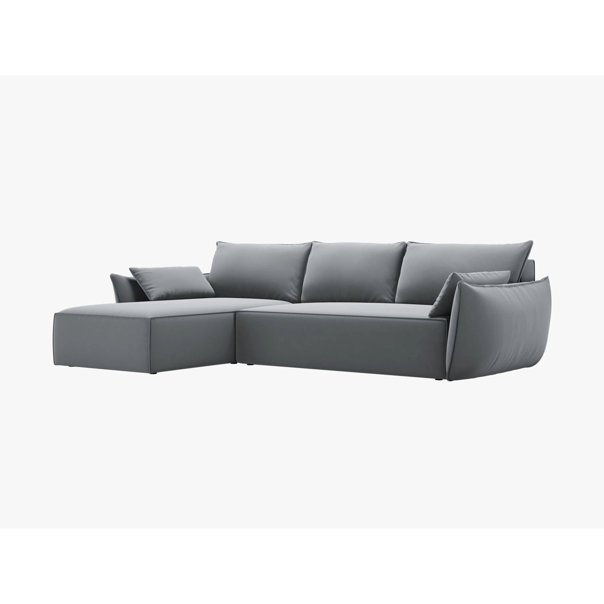 Kaelle 4-Sitzer Ecksofa mit Schlaffunktion und Bettkasten, Rechte Seite, aus Samt in Grau (Bluvel 10), 252x165 cm von Micadoni – Bild 7