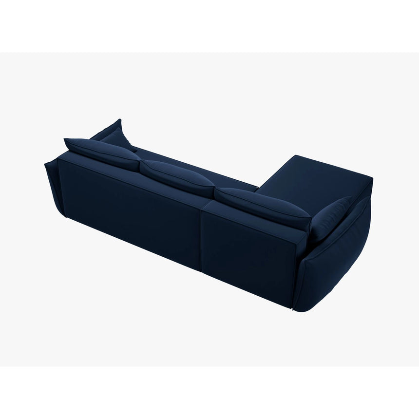 Kaelle 4-Sitzer Ecksofa mit Schlaffunktion und Bettkasten, Rechte Seite, aus Samt in Königsblau (Bluvel 86), 252x165 cm von Micadoni – Bild 4
