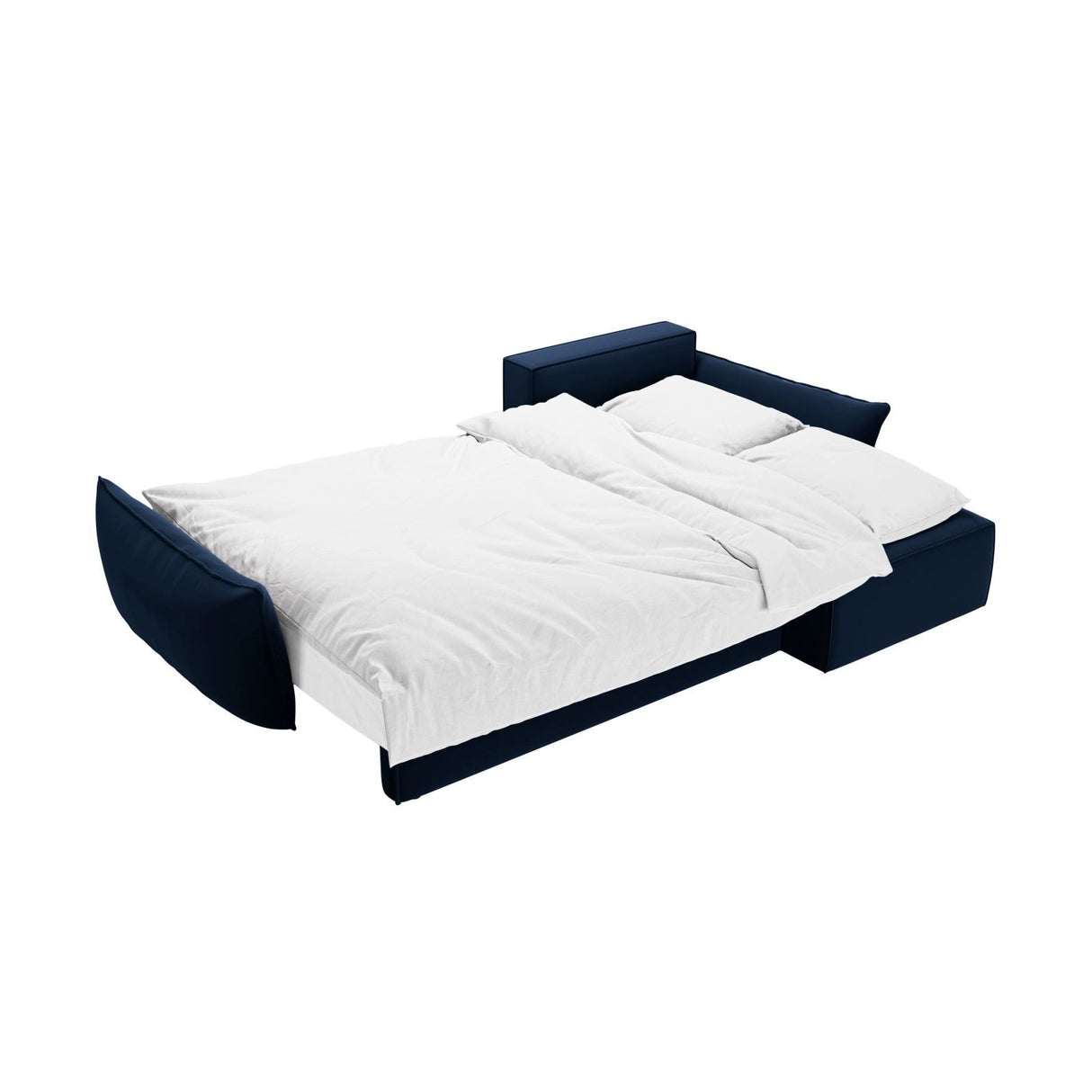 Kaelle 4-Sitzer Ecksofa mit Schlaffunktion und Bettkasten, Rechte Seite, aus Samt in Königsblau (Bluvel 86), 252x165 cm von Micadoni – Bild 6