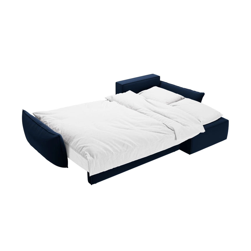 Kaelle 4-Sitzer Ecksofa mit Schlaffunktion und Bettkasten, Rechte Seite, aus Samt in Königsblau (Bluvel 86), 252x165 cm von Micadoni – Bild 6