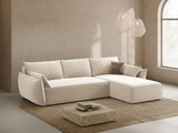 Kaelle 4-Sitzer Ecksofa mit Schlaffunktion und Bettkasten, Rechte Seite, aus Samt in Leichtes Beige (Bluvel 22), 252x165 cm von Micadoni – Bild 2