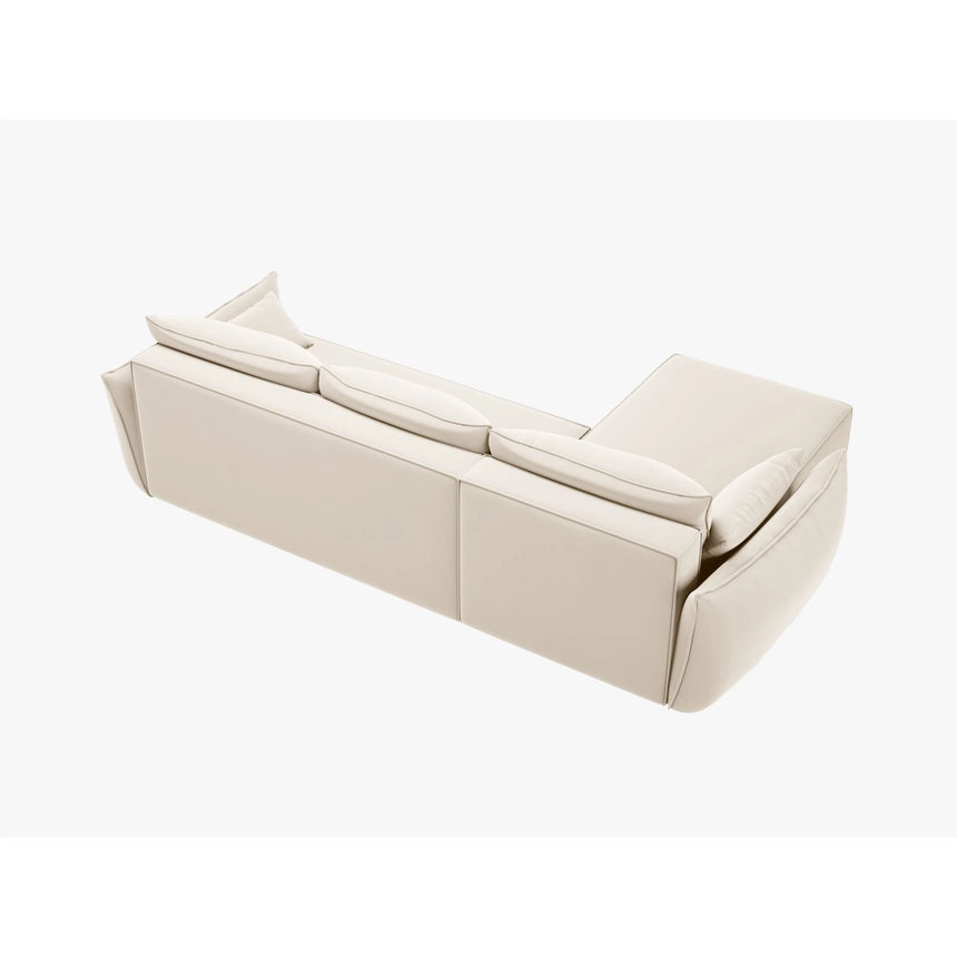 Kaelle 4-Sitzer Ecksofa mit Schlaffunktion und Bettkasten, Rechte Seite, aus Samt in Leichtes Beige (Bluvel 22), 252x165 cm von Micadoni – Bild 4