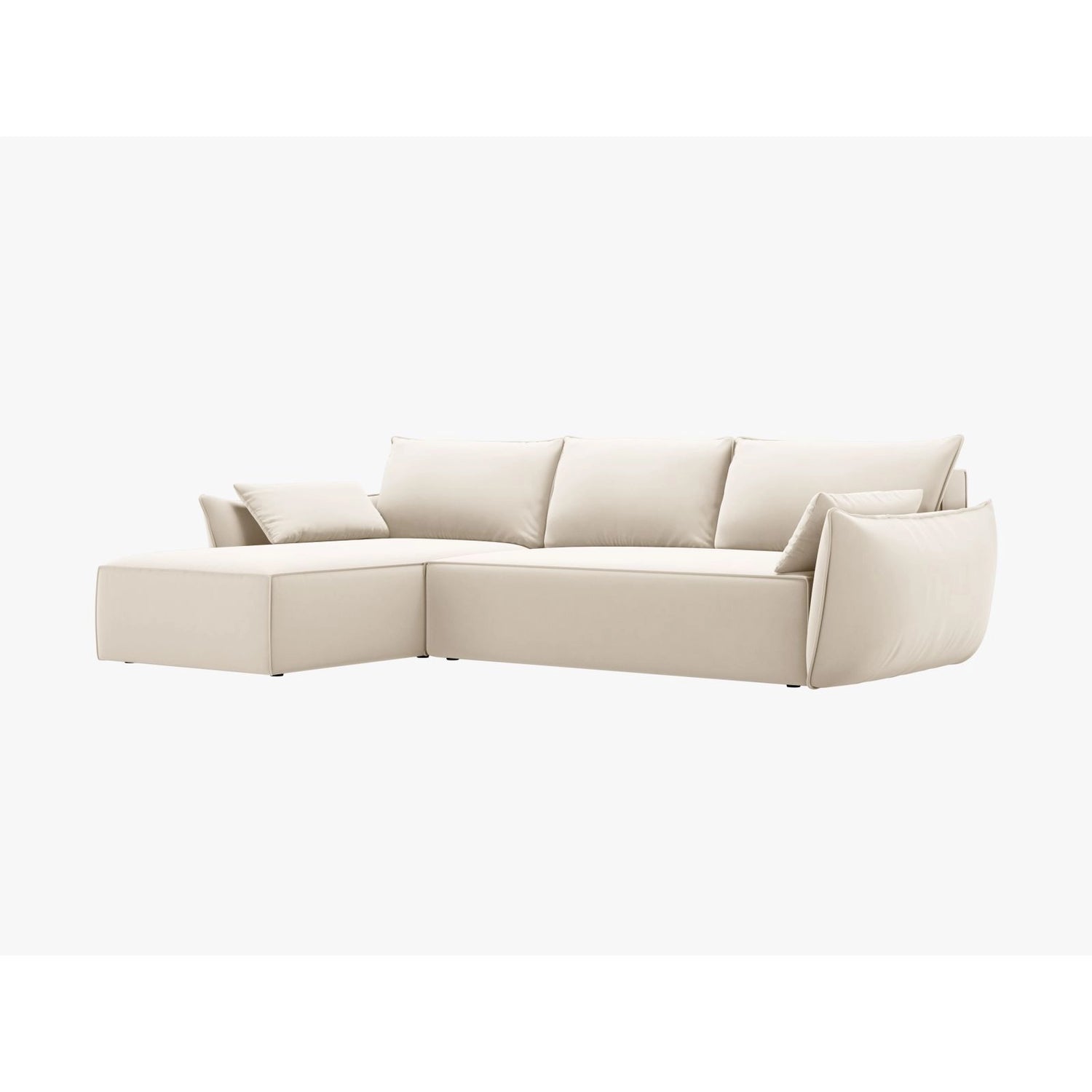 Kaelle 4-Sitzer Ecksofa mit Schlaffunktion und Bettkasten, Rechte Seite, aus Samt in Leichtes Beige (Bluvel 22), 252x165 cm von Micadoni – Bild 7