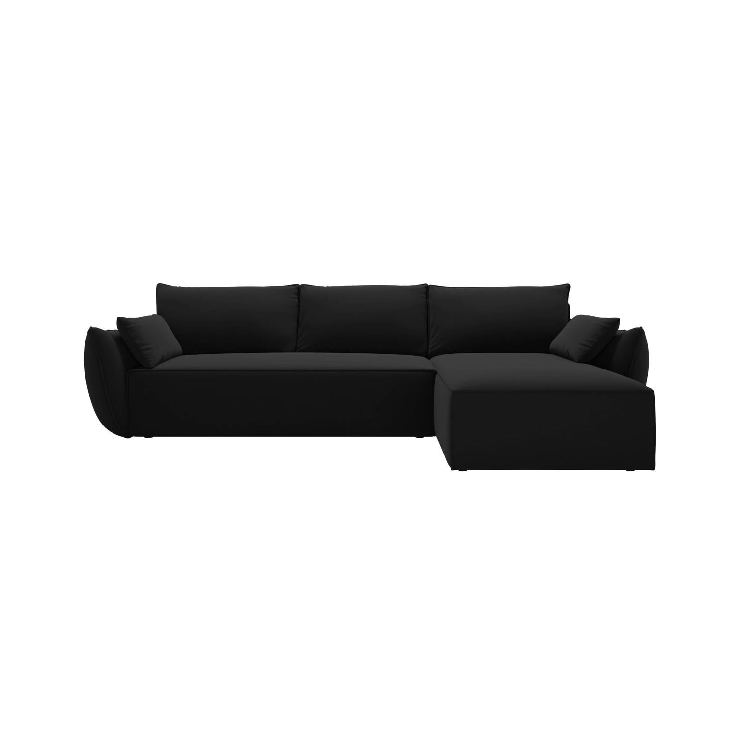 Kaelle 4-Sitzer Ecksofa mit Schlaffunktion und Bettkasten, Rechte Seite, aus Samt in Schwarz (Bluvel 19), 252x165 cm von Micadoni – Bild 1
