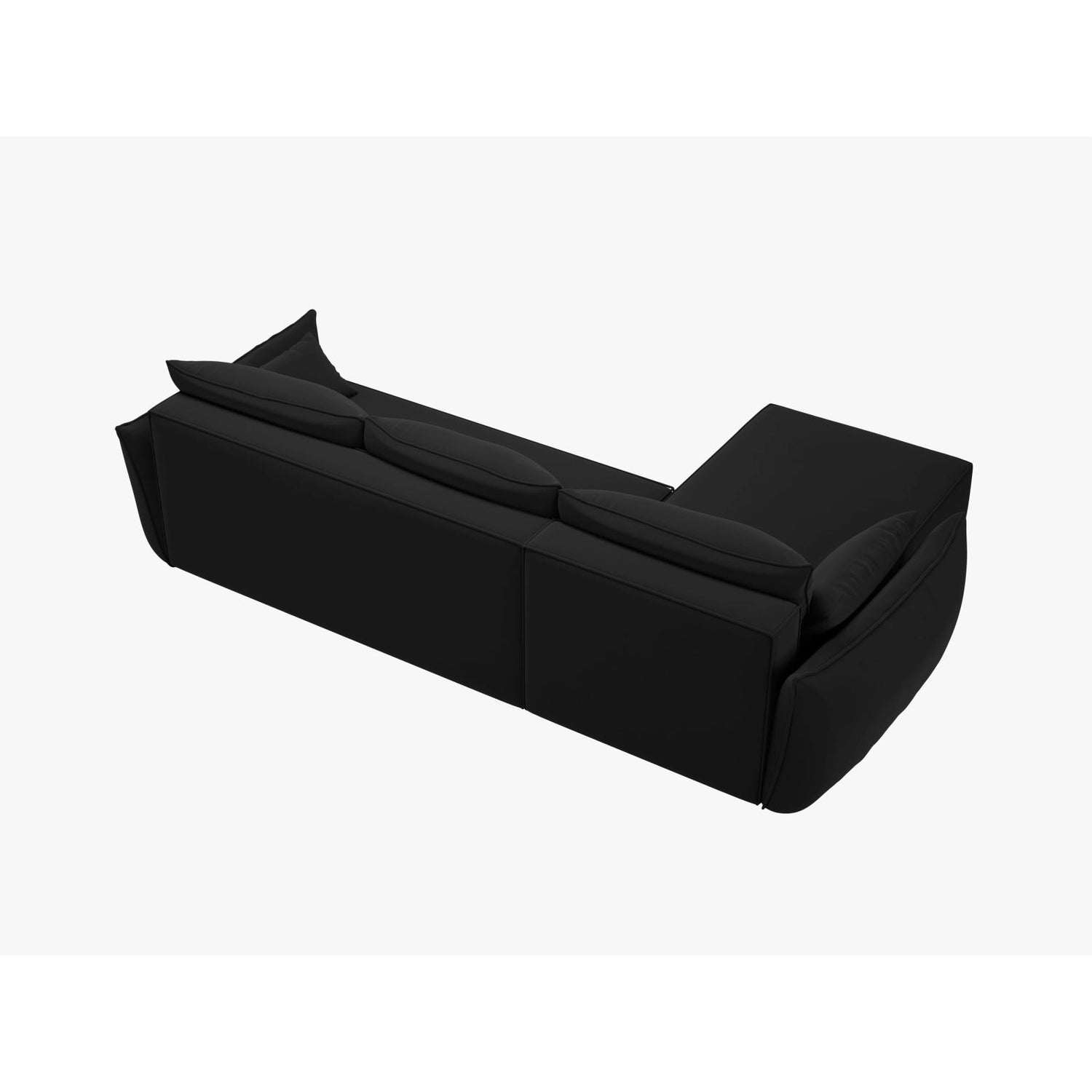 Kaelle 4-Sitzer Ecksofa mit Schlaffunktion und Bettkasten, Rechte Seite, aus Samt in Schwarz (Bluvel 19), 252x165 cm von Micadoni – Bild 4