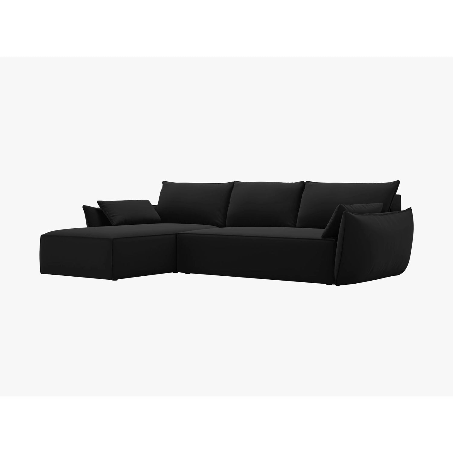 Kaelle 4-Sitzer Ecksofa mit Schlaffunktion und Bettkasten, Rechte Seite, aus Samt in Schwarz (Bluvel 19), 252x165 cm von Micadoni – Bild 7