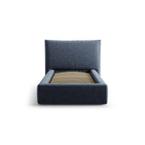Kaelle Bett mit Kopfteil und Stauraum aus Chenille in Dunkelblau (Perfect Harmony 77), 90x200 cm von Micadoni – Bild 3