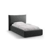 Kaelle Bett mit Kopfteil und Stauraum aus Chenille in Dunkelgrau (Perfect Harmony 90), 90x200 cm von Micadoni – Bild 1