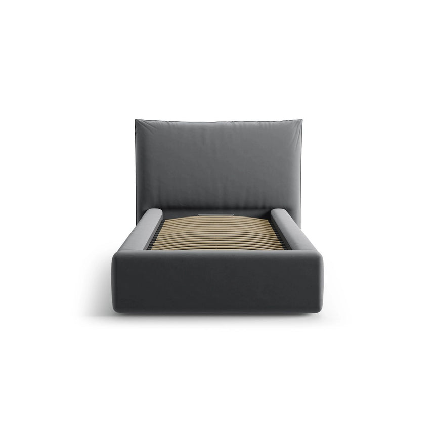 Kaelle Bett mit Kopfteil und Stauraum aus Samt in Grau (Bluvel 14), 90x200 cm von Micadoni – Bild 3