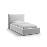 Kaelle Bett mit Kopfteil und Stauraum aus Samt in Hellgrau (Bluvel 13), 90x200 cm von Micadoni – Bild 1
