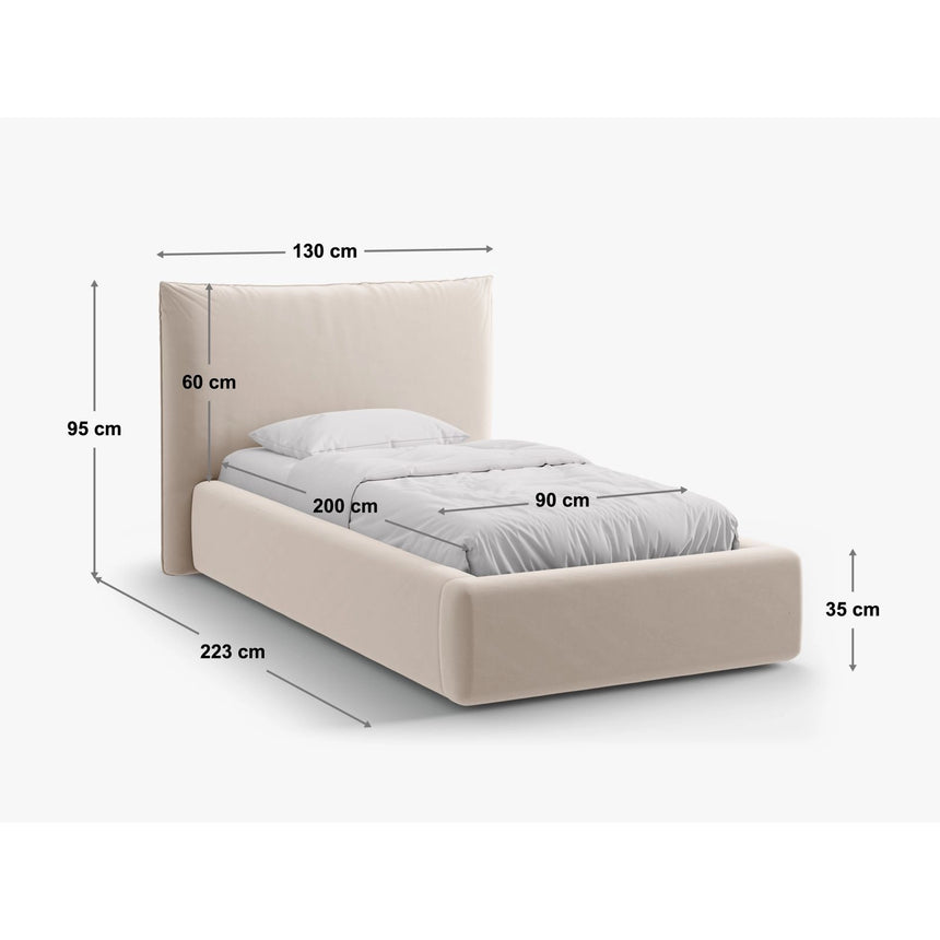 Kaelle Bett mit Kopfteil und Stauraum aus Samt in Rosa (Bluvel 52), 90x200 cm von Micadoni – Bild 2