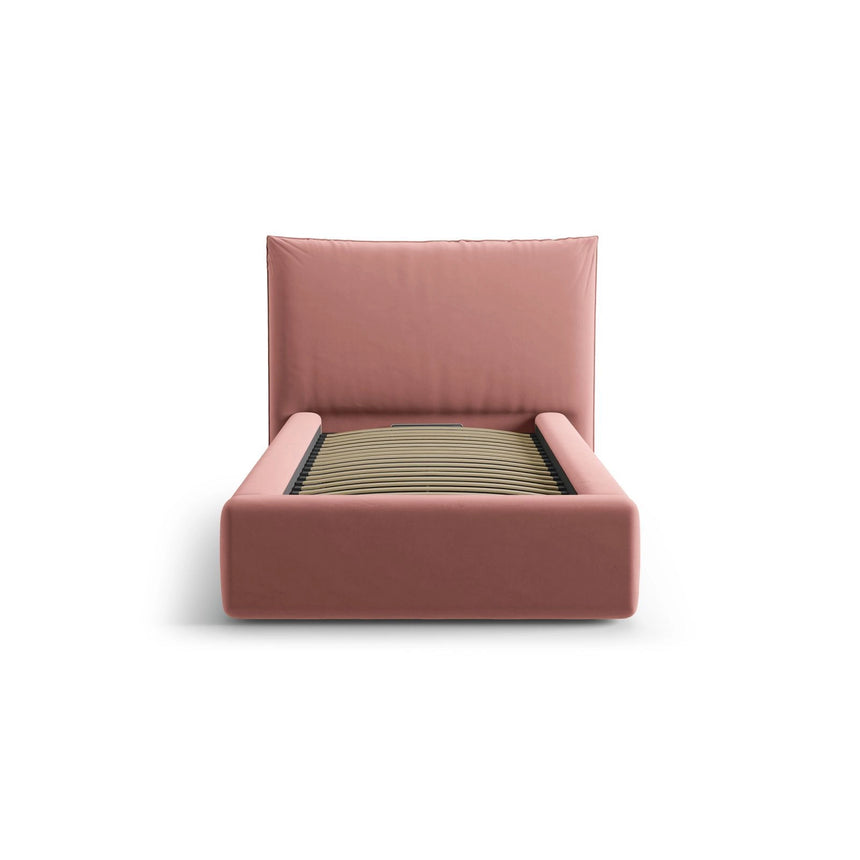 Kaelle Bett mit Kopfteil und Stauraum aus Samt in Rosa (Bluvel 52), 90x200 cm von Micadoni – Bild 3