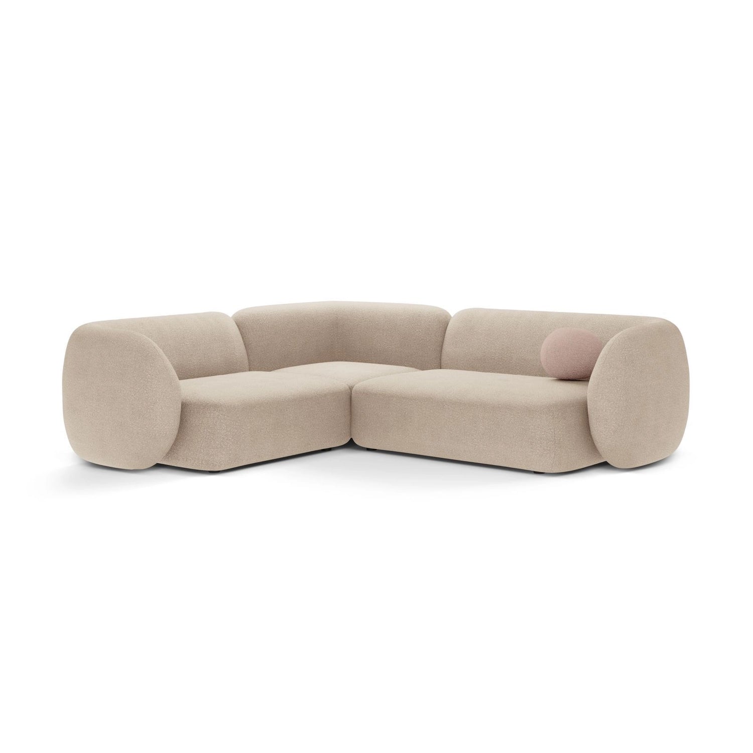 Kate 4-Sitzer Ecksofa, Linke Seite, aus Boucle in Beige (Baloo 2074), 252x220 cm von Micadoni – Bild 1