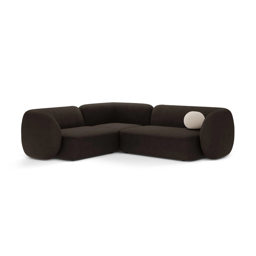 Kate 4-Sitzer Ecksofa, Linke Seite, aus Boucle in Braun (Baloo 2081), 252x220 cm von Micadoni – Bild 1