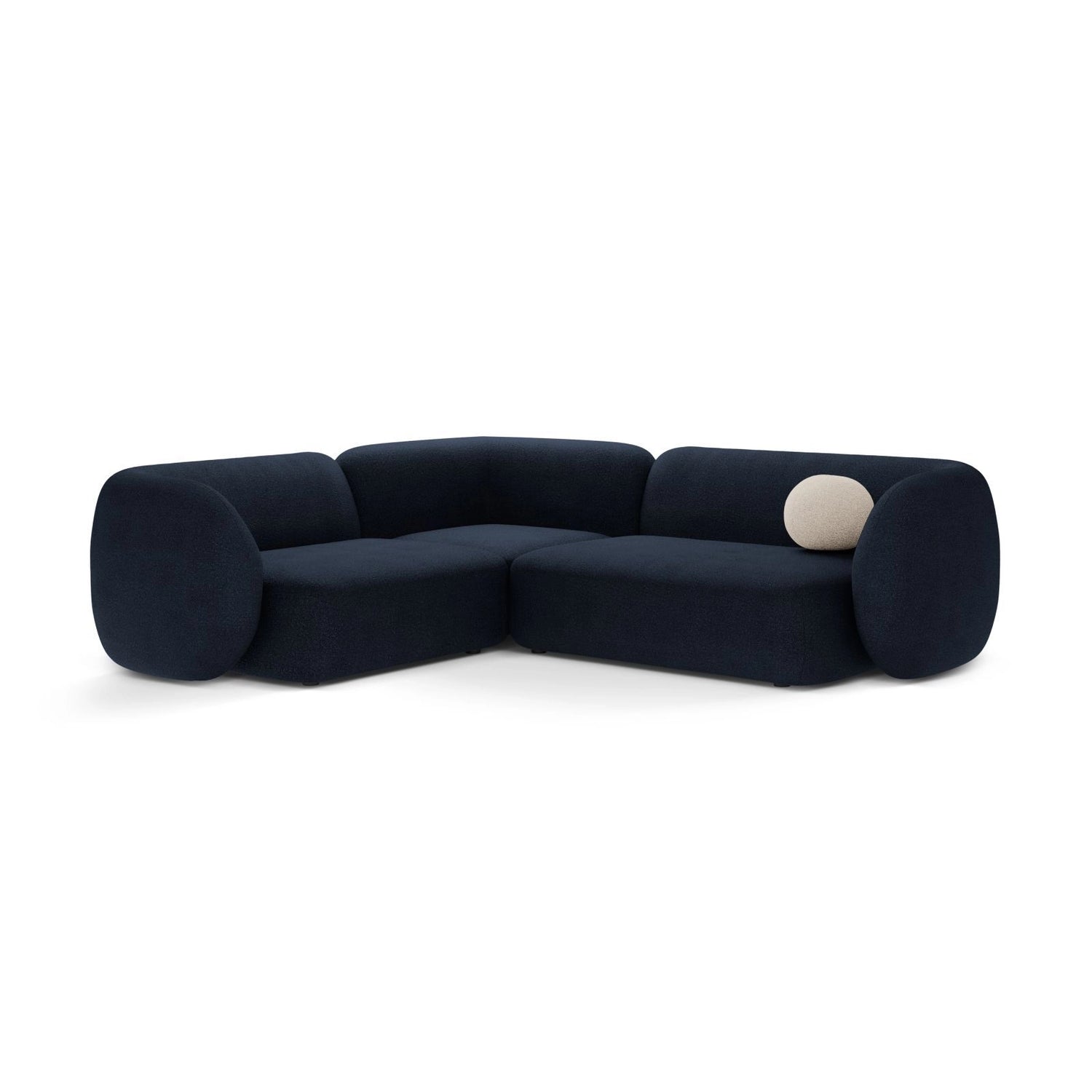 Kate 4-Sitzer Ecksofa, Linke Seite, aus Boucle in Dunkelblau (Baloo 2088), 252x220 cm von Micadoni – Bild 1