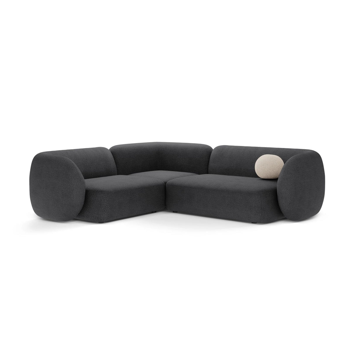 Kate 4-Sitzer Ecksofa, Linke Seite, aus Boucle in Dunkelgrau (Baloo 2083), 252x220 cm von Micadoni – Bild 1
