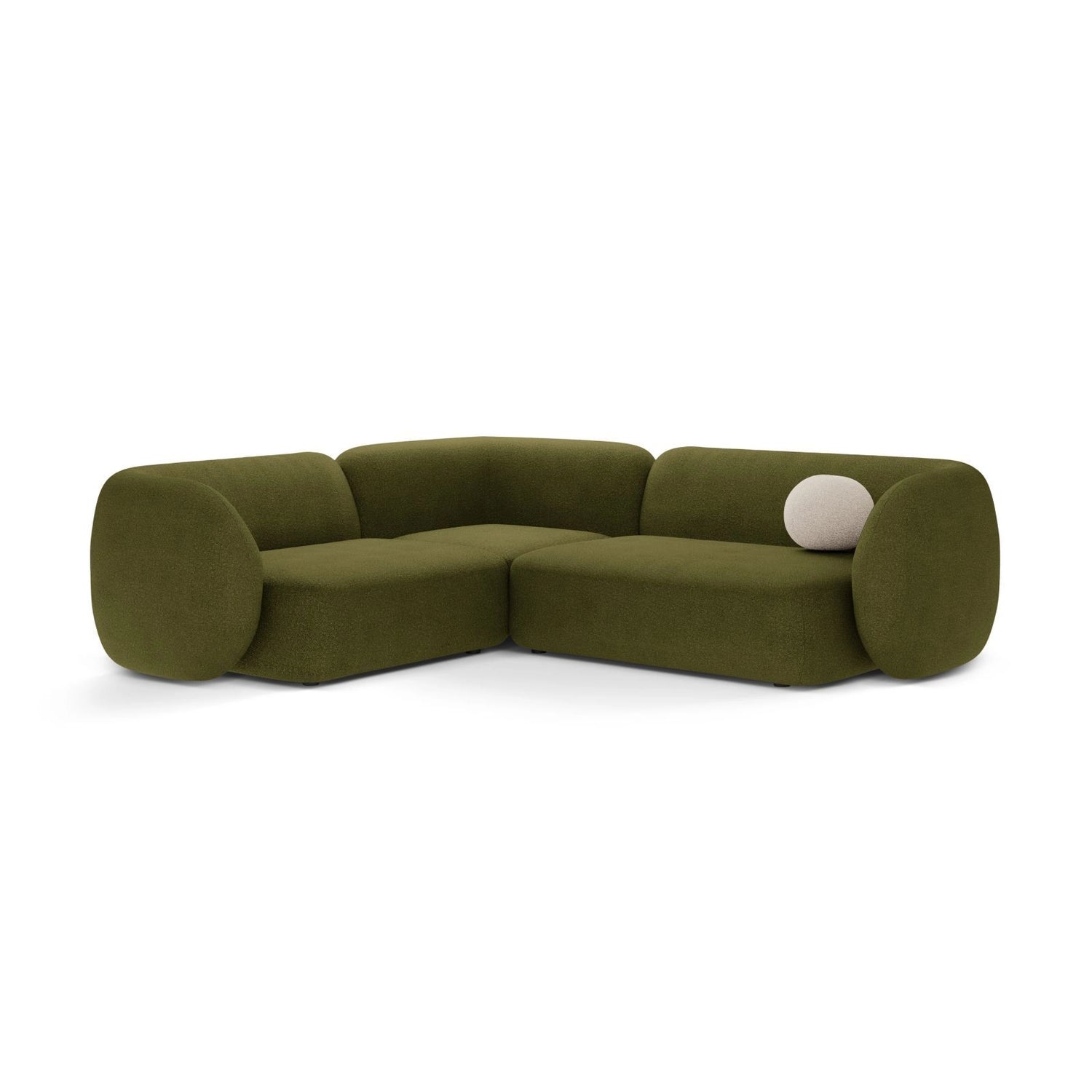 Kate 4-Sitzer Ecksofa, Linke Seite, aus Boucle in Dunkles olivgrün (Baloo 2090), 252x220 cm von Micadoni – Bild 1