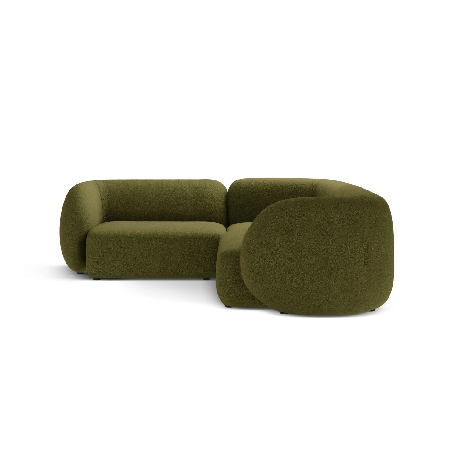 Kate 4-Sitzer Ecksofa, Linke Seite, aus Boucle in Dunkles olivgrün (Baloo 2090), 252x220 cm von Micadoni – Bild 3
