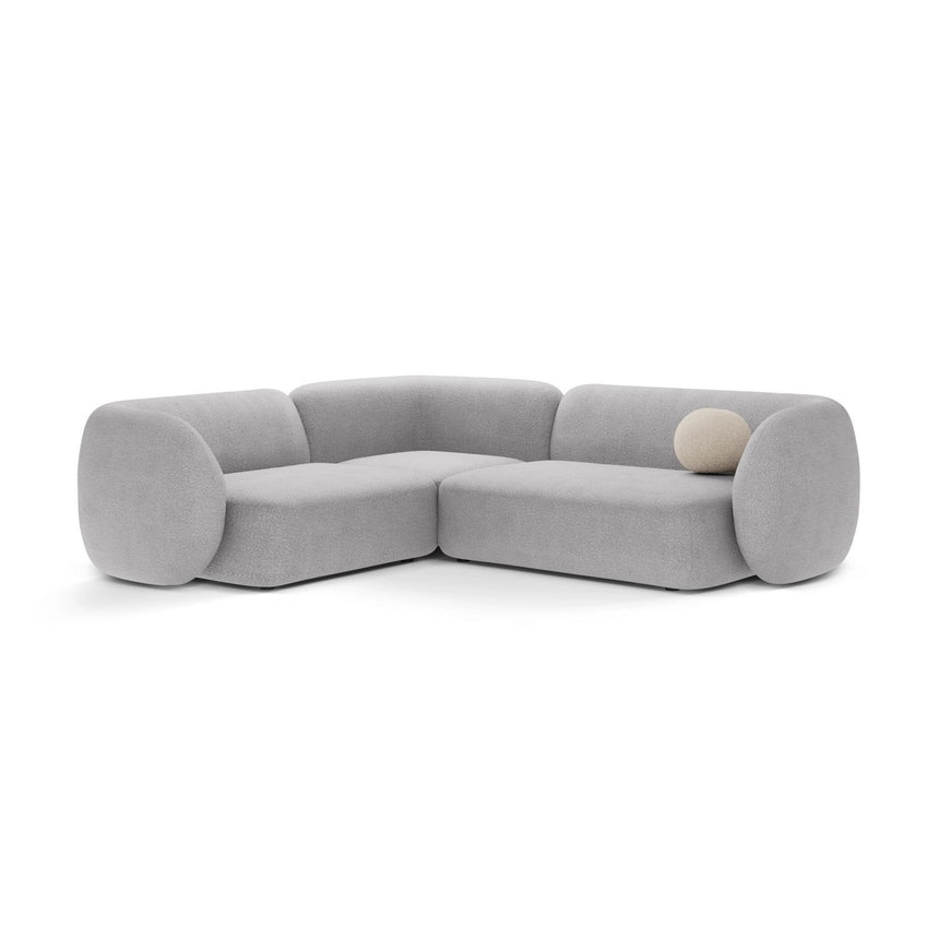 Kate 4-Sitzer Ecksofa, Linke Seite, aus Boucle in Hellgrau (Baloo 2085), 252x220 cm von Micadoni – Bild 1