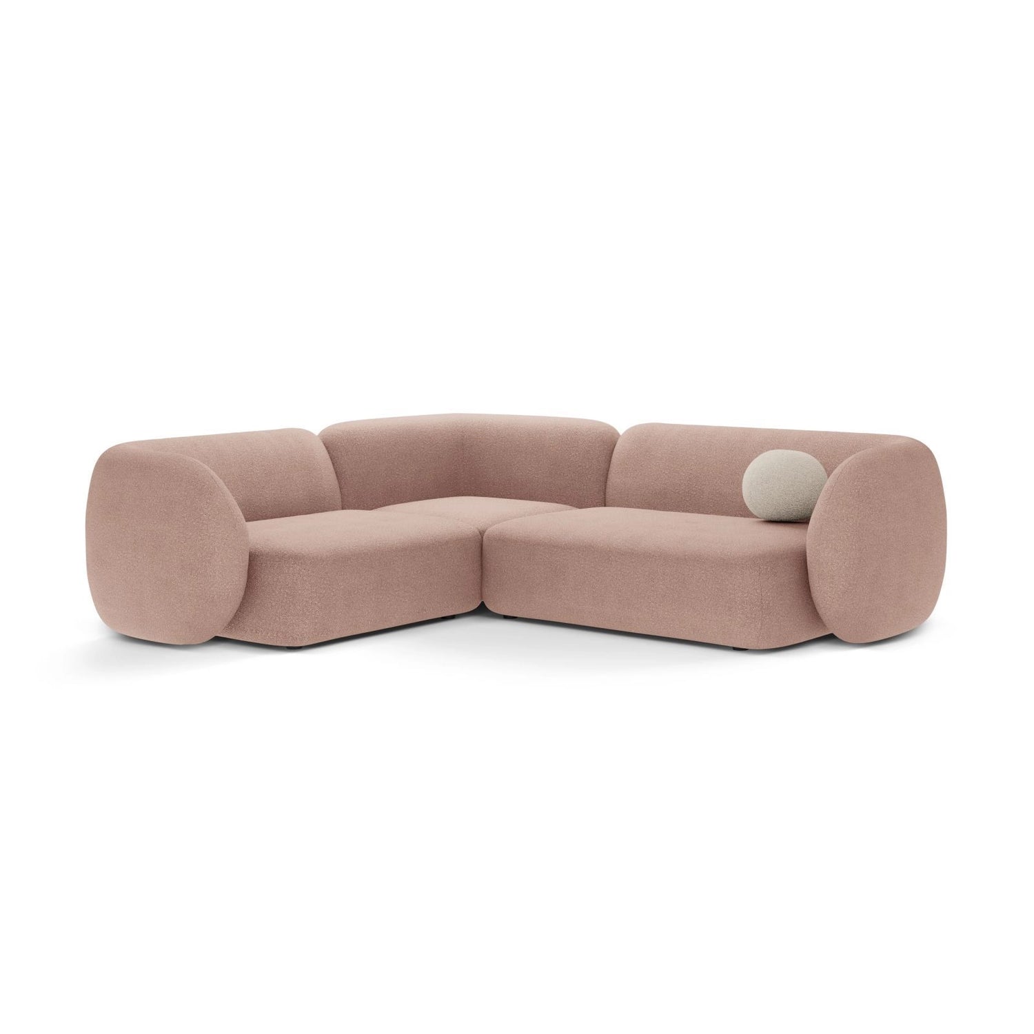 Kate 4-Sitzer Ecksofa, Linke Seite, aus Boucle in Puderrosa (Baloo 2072), 252x220 cm von Micadoni – Bild 1