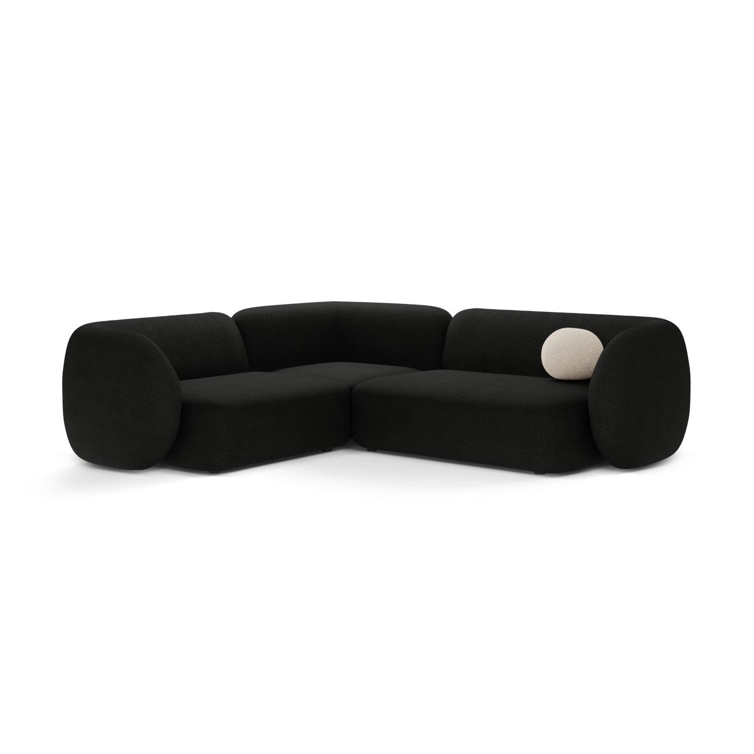 Kate 4-Sitzer Ecksofa, Linke Seite, aus Boucle in Schwarz (Baloo 2082), 252x220 cm von Micadoni – Bild 1