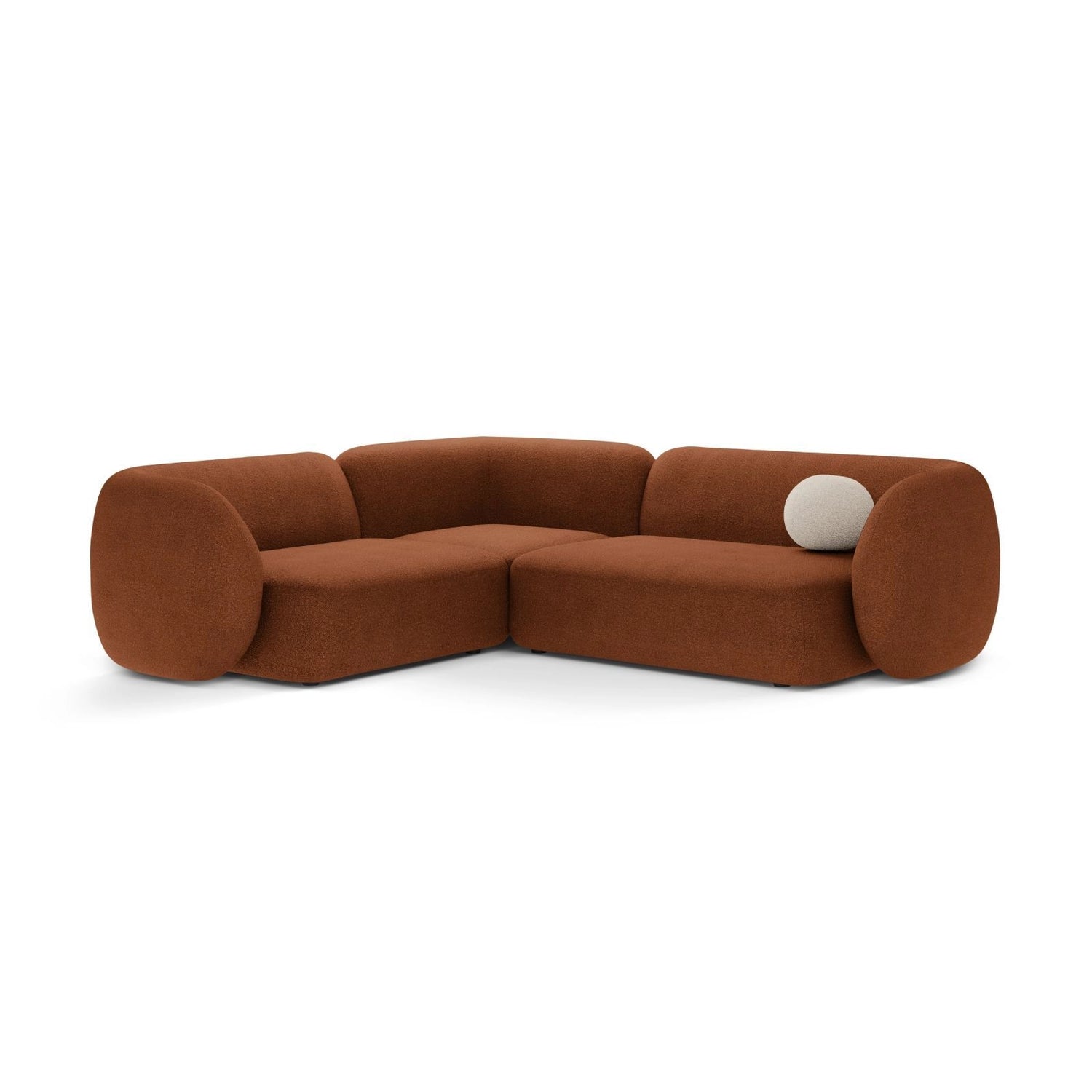 Kate 4-Sitzer Ecksofa, Linke Seite, aus Boucle in Terrakotta (Baloo 2078), 252x220 cm von Micadoni – Bild 1