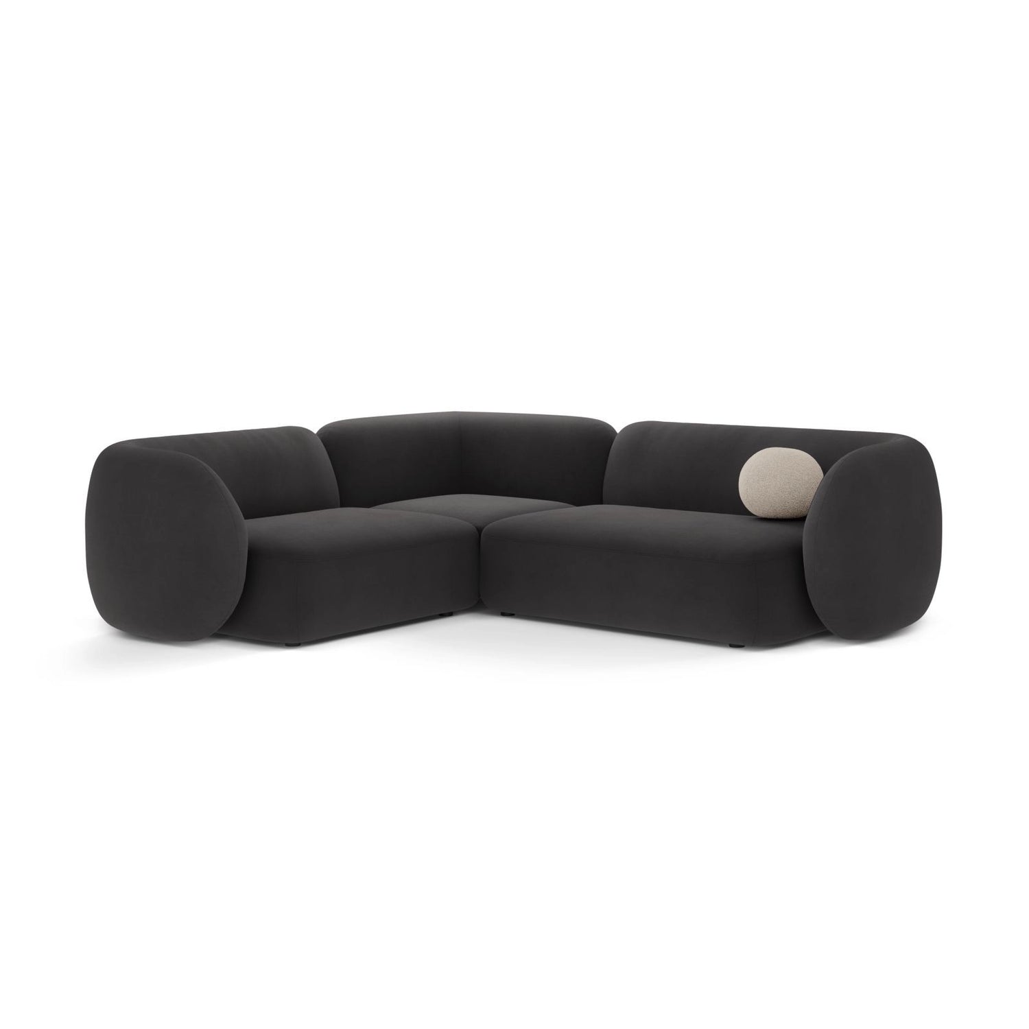 Kate 4-Sitzer Ecksofa, Linke Seite, aus Samt in Dunkelgrau (Salvador 18), 252x220 cm von Micadoni – Bild 1