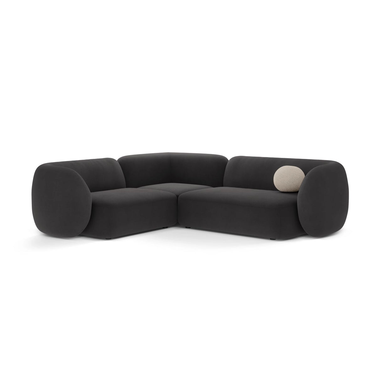 Kate 4-Sitzer Ecksofa, Linke Seite, aus Samt in Dunkelgrau (Salvador 18), 252x220 cm von Micadoni – Bild 1