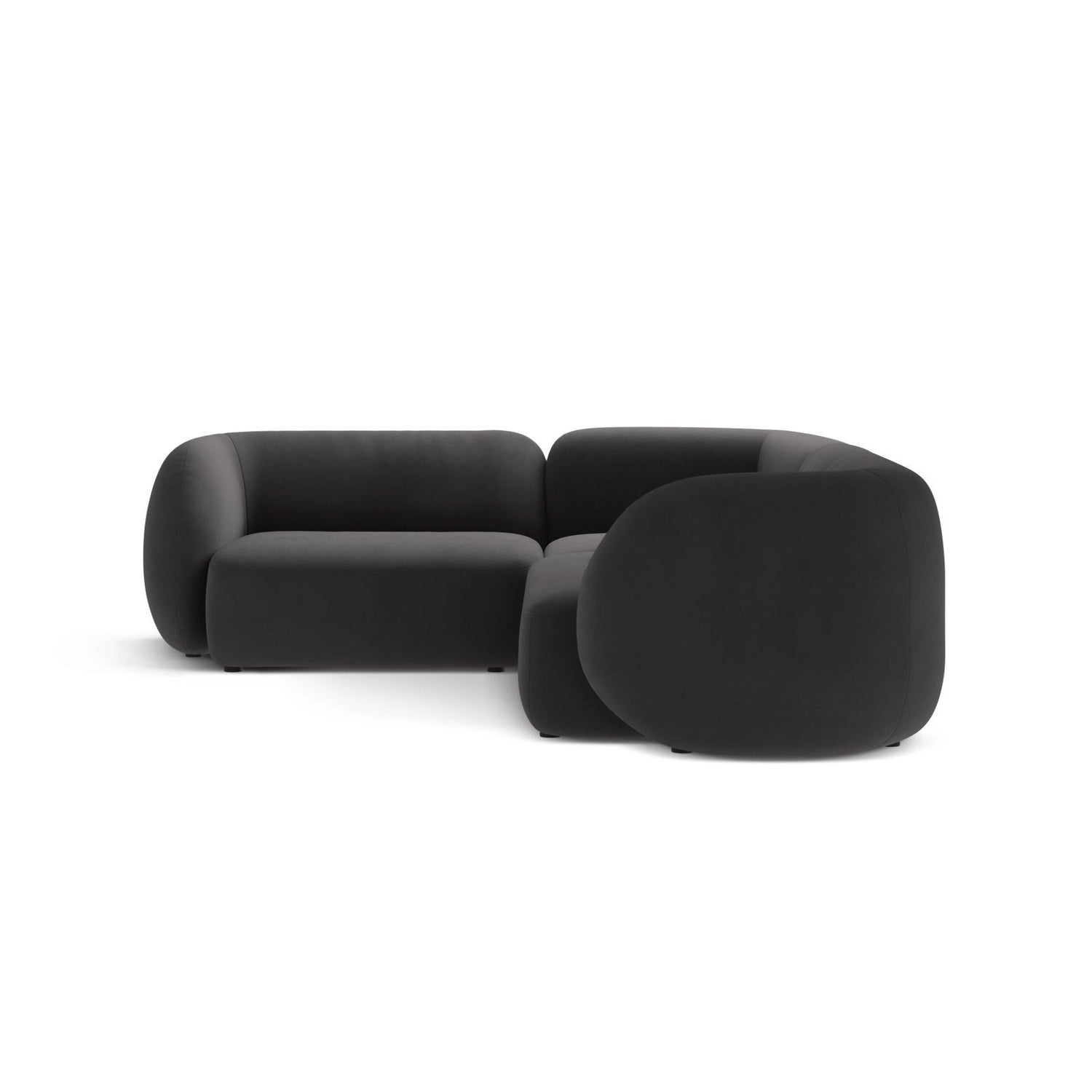 Kate 4-Sitzer Ecksofa, Linke Seite, aus Samt in Dunkelgrau (Salvador 18), 252x220 cm von Micadoni – Bild 4