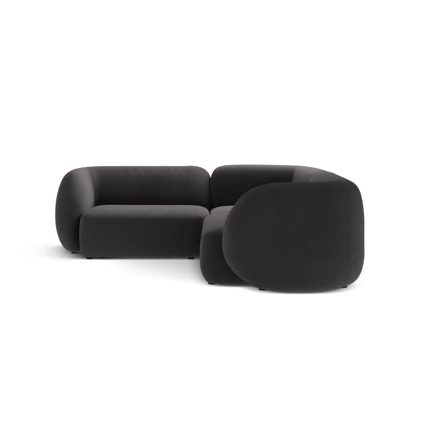 Kate 4-Sitzer Ecksofa, Linke Seite, aus Samt in Dunkelgrau (Salvador 18), 252x220 cm von Micadoni – Bild 4