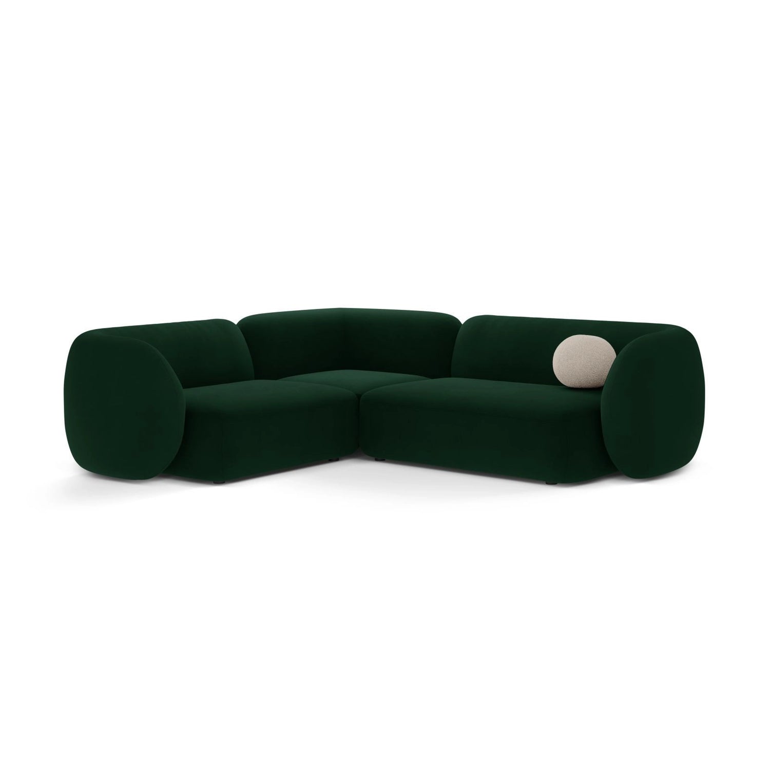 Kate 4-Sitzer Ecksofa, Linke Seite, aus Samt in Flaschengrün (Salvador 7), 252x220 cm von Micadoni – Bild 1