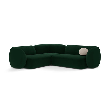 Kate 4-Sitzer Ecksofa, Linke Seite, aus Samt in Flaschengrün (Salvador 7), 252x220 cm von Micadoni – Bild 1