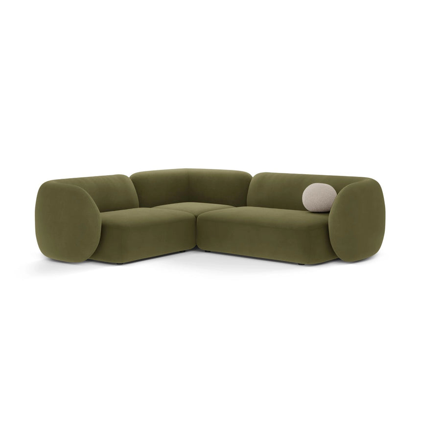 Kate 4-Sitzer Ecksofa, Linke Seite, aus Samt in Grün (Salvador 08), 252x220 cm von Micadoni – Bild 1