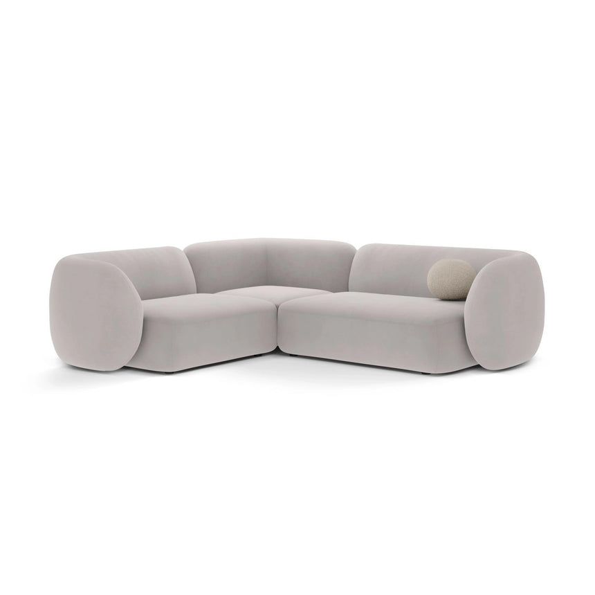 Kate 4-Sitzer Ecksofa, Linke Seite, aus Samt in Hellgrau (Salvador 16), 252x220 cm von Micadoni – Bild 1