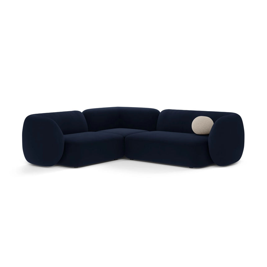 Kate 4-Sitzer Ecksofa, Linke Seite, aus Samt in Königsblau (Salvador 05), 252x220 cm von Micadoni – Bild 1